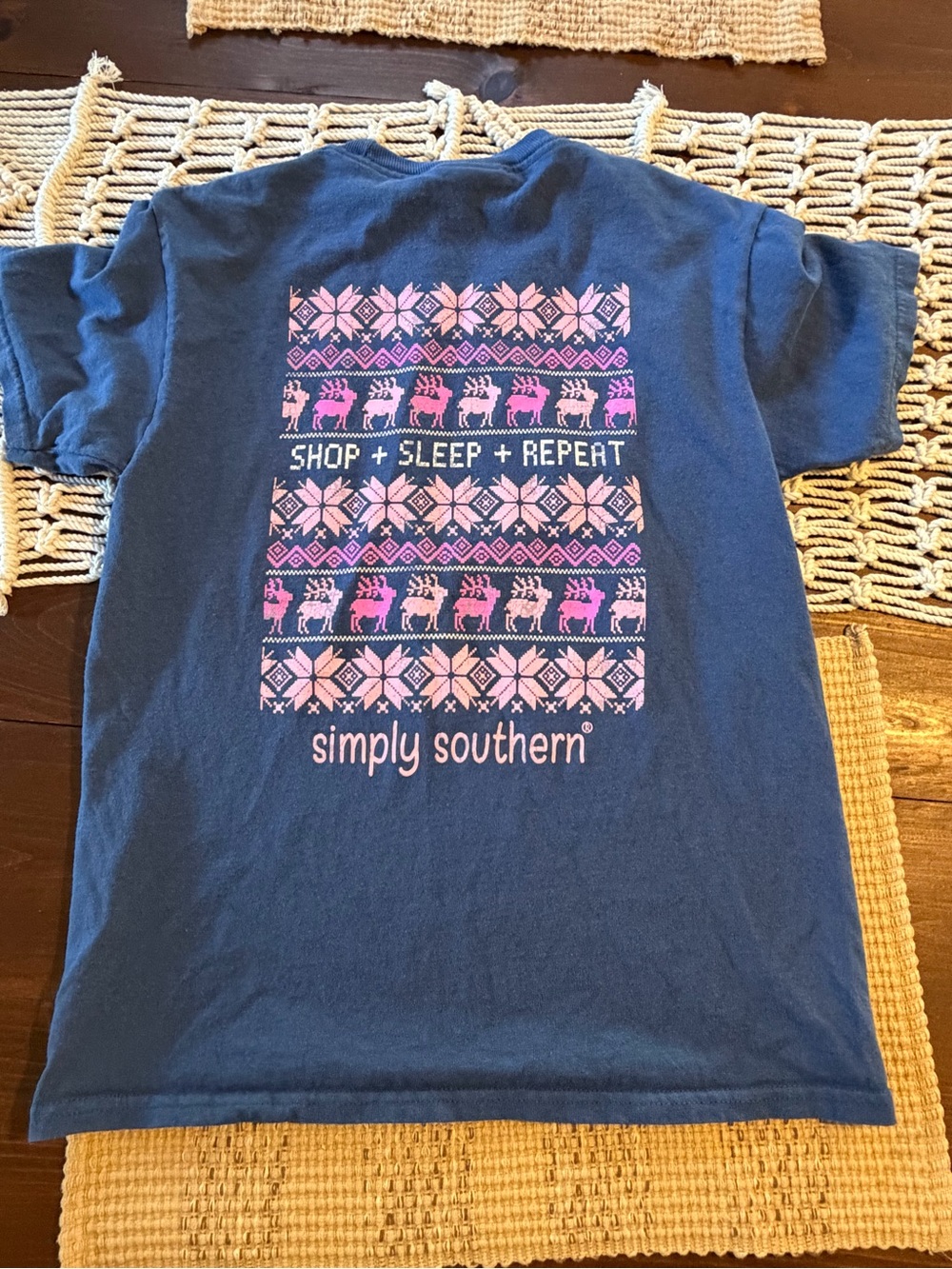 Simply Southern Youth Blue Tee with Pink Graphic